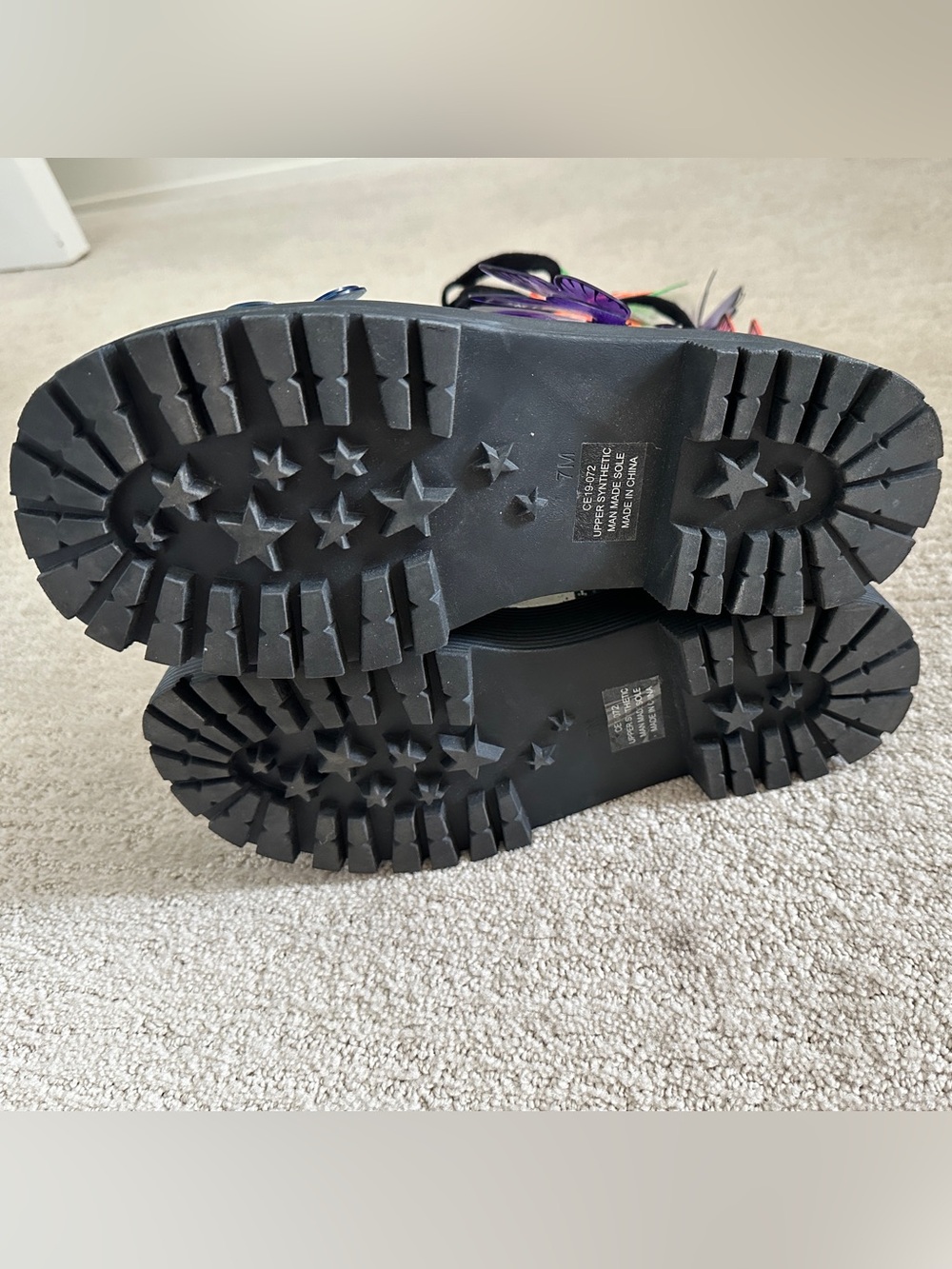 Club Exx Dolls Kill 3D Glitter Butterfly Combat Boots Size 7 - Picture 2 of 12